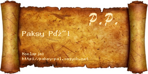 Paksy Pál névjegykártya